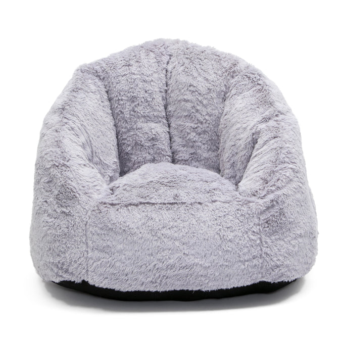 Grey Suede (5000) 2-Cozee Fluffy Chair, Kid Size (For Kids Up To 10 Years Old)