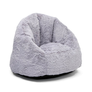 Grey Suede (5000) 14-Cozee Fluffy Chair, Kid Size (For Kids Up To 10 Years Old)