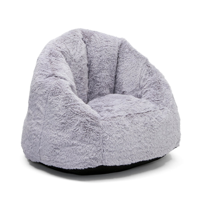 Grey Suede (5000) 3-Cozee Fluffy Chair, Kid Size (For Kids Up To 10 Years Old)