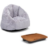 Grey Suede (5000) 2-Cozee Fluffy Chair and Bamboo Lap Desk Set