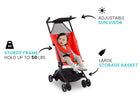 Delta Children Ultimate Fold N Go Compact Travel Stroller Red (2023), Sturdy frame graphic a3a 4-The Clutch Stroller