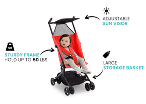 Delta Children Ultimate Fold N Go Compact Travel Stroller Red (2023), Sturdy frame graphic a3a 6-The Clutch Stroller