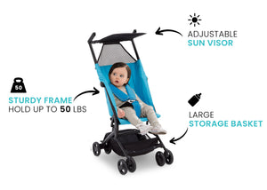 Delta Children Ultimate Fold N Go Compact Travel Stroller Aqua (2022), Sturdy frame graphic a3a 17