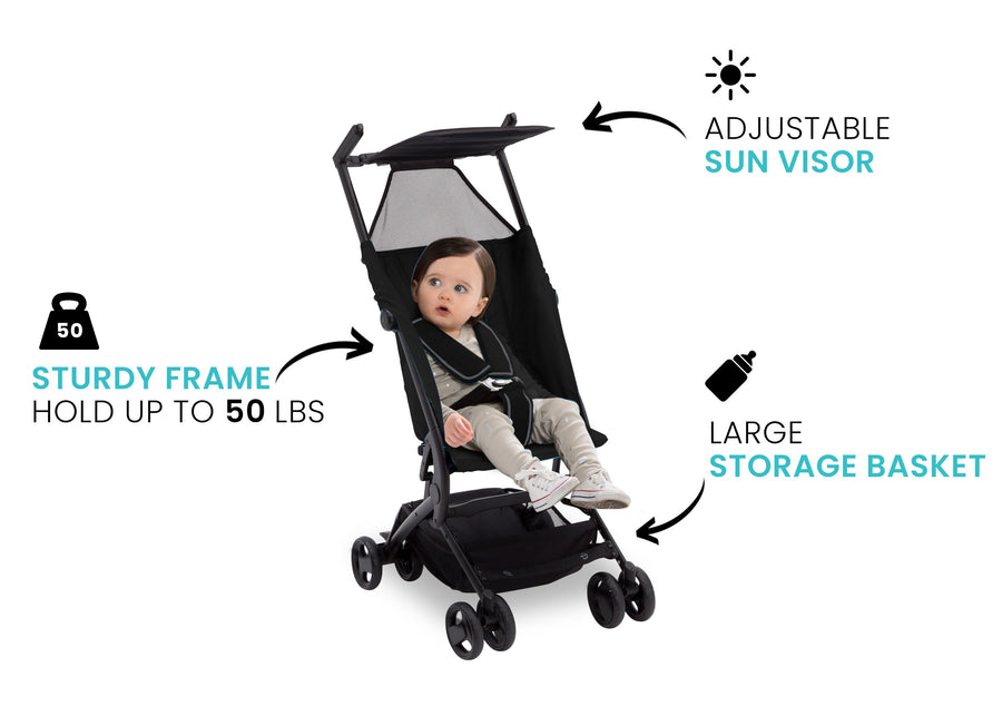 Delta Children Ultimate Fold N Go Compact Travel Stroller Black (001), Sturdy frame graphic a3a 5-The Clutch Stroller