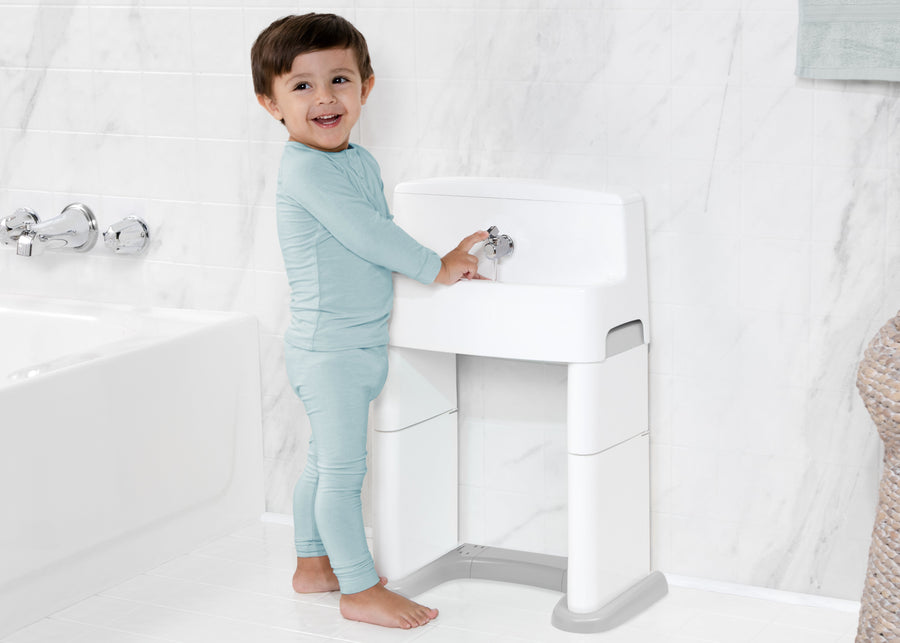 White and Grey (5052) 1-PerfectSize 3-in-1 Convertible Sink, Step Stool and Bath Toy for Kids