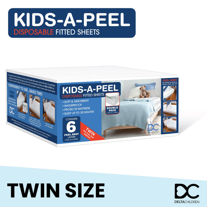 Kids-A-Peel Disposable Fitted Sheets 6-Kids-A-Peel Disposable Fitted Sheets, 6-Pack, Waterproof, Breathable Soft Bed Pads that Protect Your Mattress