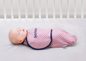 Girl (5004) 0-Personalized Little Lambs Adjustable Swaddle Wrap - 100% Cotton - Size Small/Medium, Fits Babies 0-3 Months/7-14 lbs.