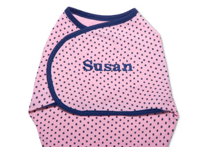 Girl (5004) 6-Personalized Little Lambs Adjustable Swaddle Wrap - 100% Cotton - Size Small/Medium, Fits Babies 0-3 Months/7-14 lbs.