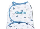 Boy (5003) 4-Personalized Little Lambs Adjustable Swaddle Wrap - 100% Cotton - Size Extra Small, Fits Babies 0-3 Months/4-7 lbs.