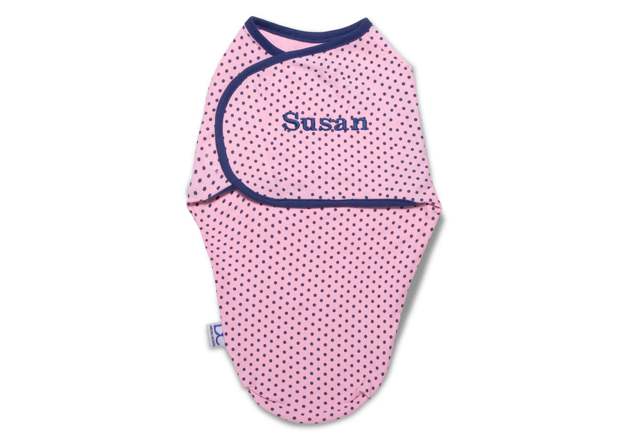 Girl (5004) 6-Personalized Little Lambs Adjustable Swaddle Wrap - 100% Cotton - Size Extra Small, Fits Babies 0-3 Months/4-7 lbs.