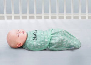 Unisex (5005) 0-Personalized Little Lambs Adjustable Swaddle Wrap - 100% Cotton - Size Extra Small, Fits Babies 0-3 Months/4-7 lbs.