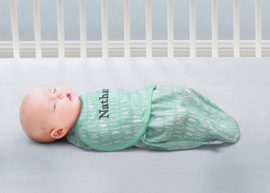 Unisex (5005) 9-Personalized Little Lambs Adjustable Swaddle Wrap - 100% Cotton - Size Extra Small, Fits Babies 0-3 Months/4-7 lbs.