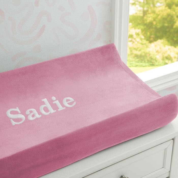 Pink (210C) 2-Personalized Contoured Changing Pad with Plush Cover