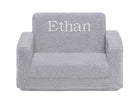 Grey Sherpa (5031) 2-Personalized Cozee Flip-Out Sherpa 2-in-1 Convertible Chair to Lounger for Kids