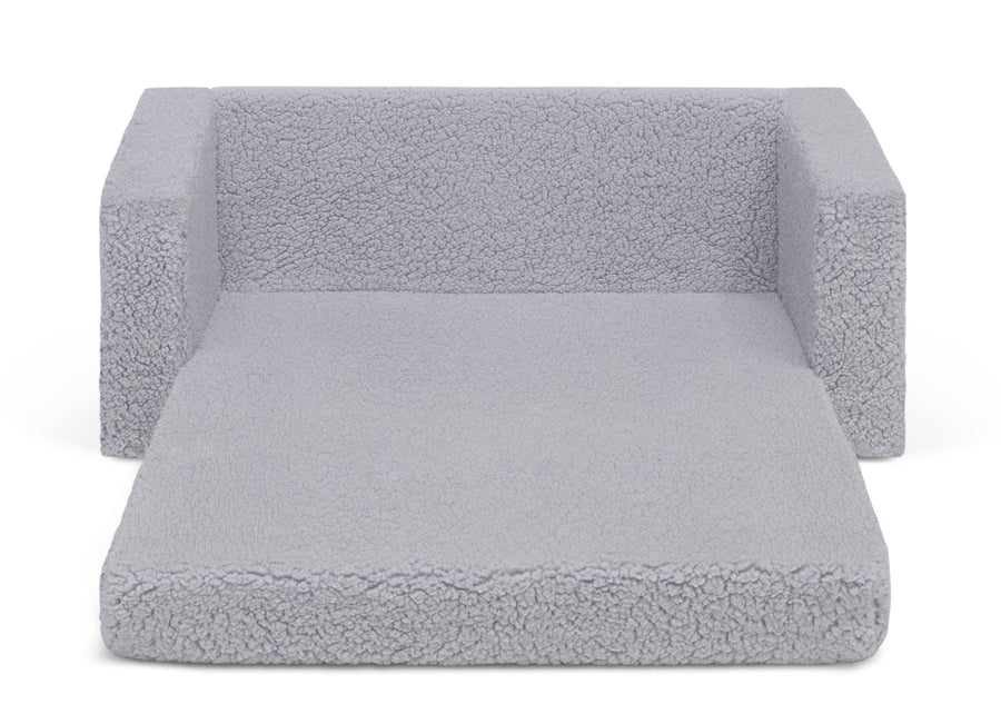 Grey Sherpa (5031) 15-Personalized Cozee Flip-Out Sherpa 2-in-1 Convertible Sofa to Lounger for Kids