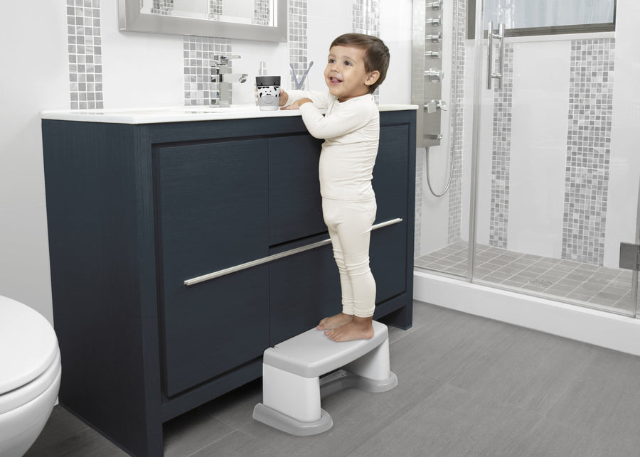 White and Grey (5052) 2-PerfectSize 3-in-1 Convertible Sink, Step Stool and Bath Toy for Kids