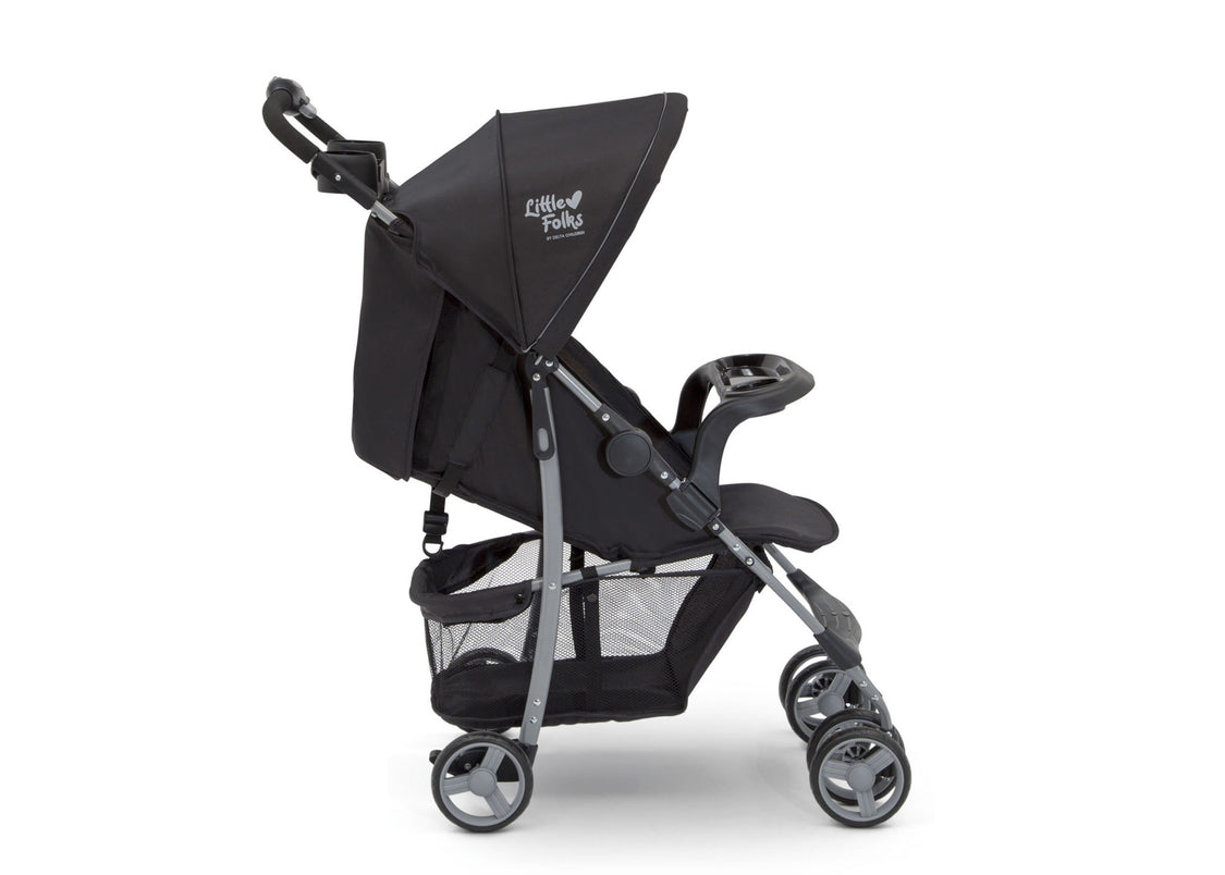 Little Folks Black (001) Classic Tour Stroller by Delta Children, Side Silo View