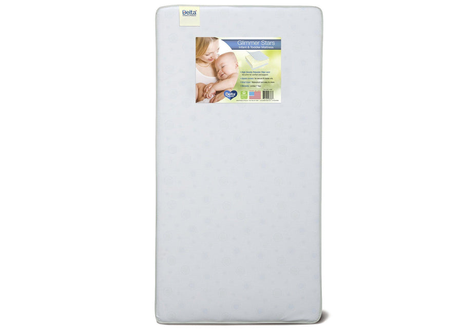 Delta Children Glimmer Stars Crib and Toddler Mattress Front View a3a No Color (NO) 2-Glimmer Stars Crib & Toddler Mattress