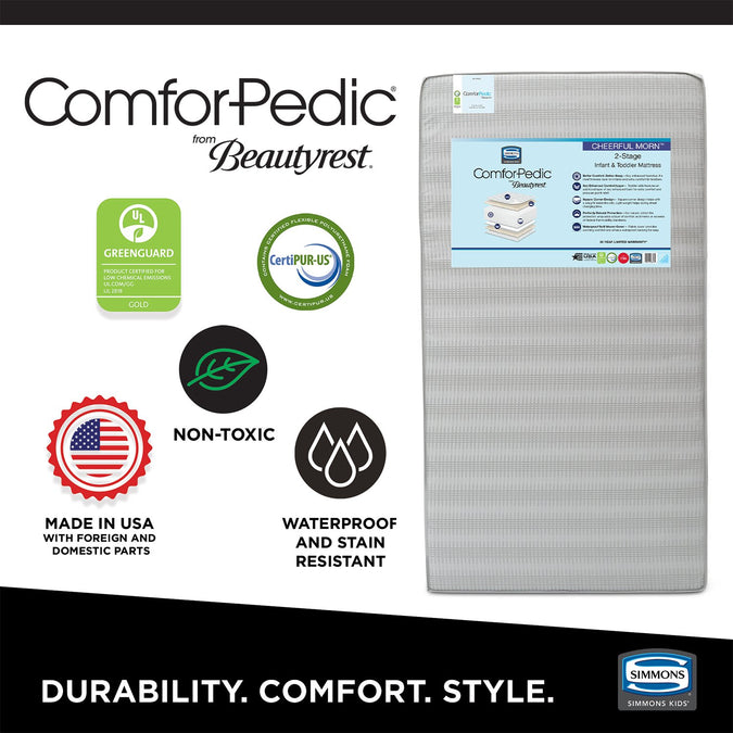 No Color (NO) 2-ComforPedic from Beautyrest Cheerful Morn 2-Stage Crib and Toddler Mattress