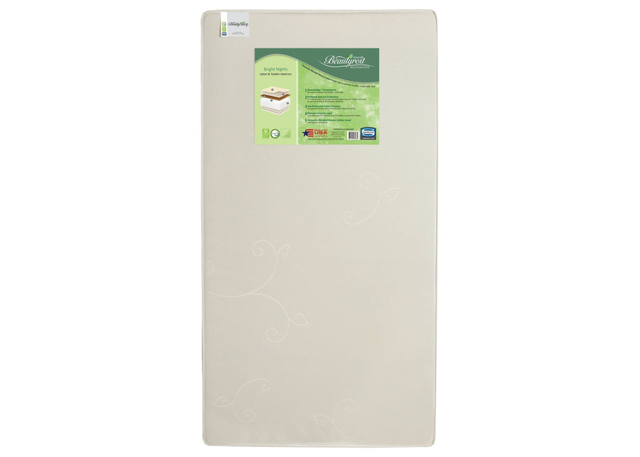 Simmons Kids BeautySleep Naturally Bright Nights Crib & Toddler Mattress, Front View, a4a 1-Simmons Kids BeautySleep® Naturally Bright Nights Crib & Toddler Mattress