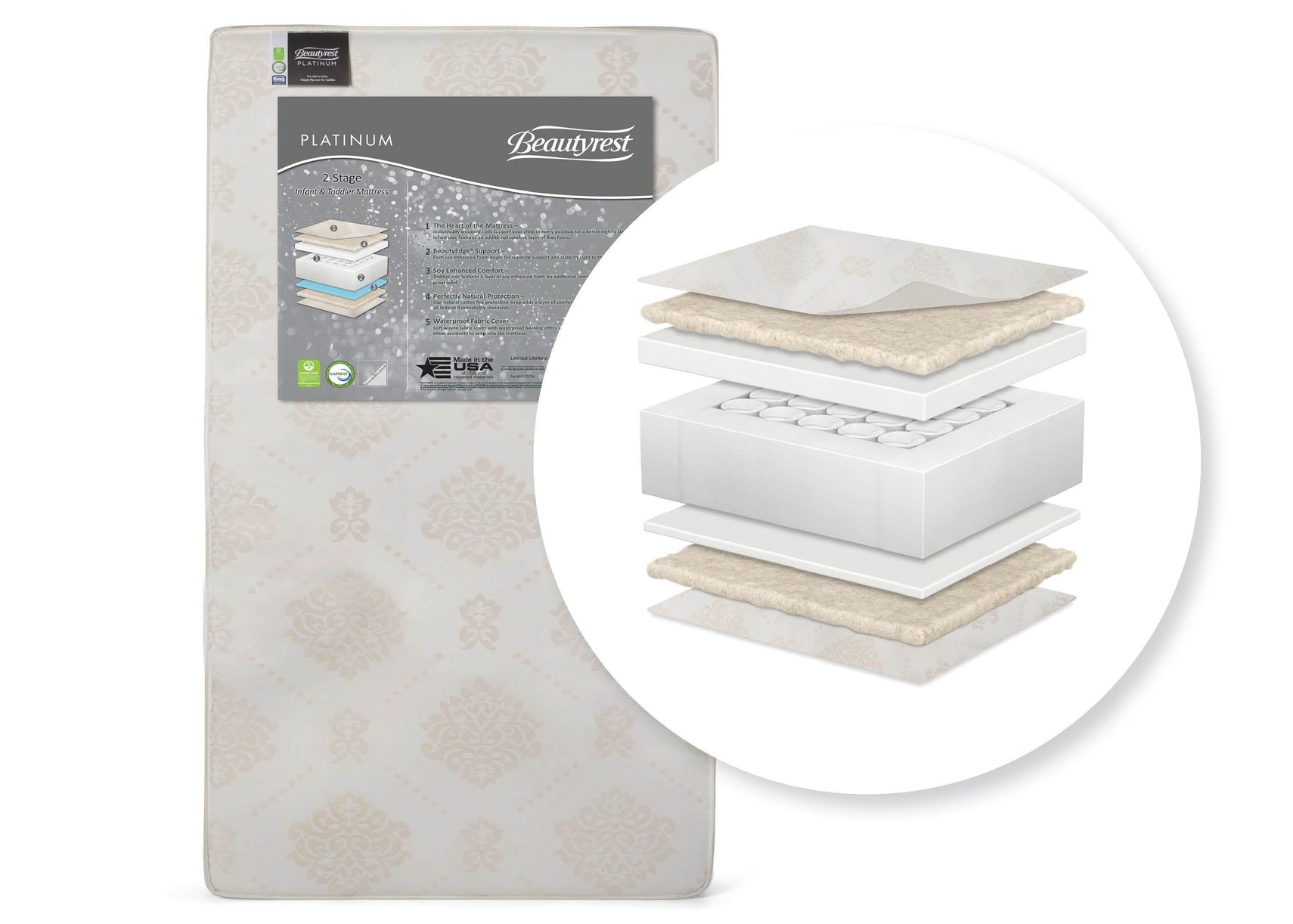 Serta Beautyrest PLATINUM 2 Stage Crib and Toddler Mattress (M59345-5040), a1a No Color (NO)