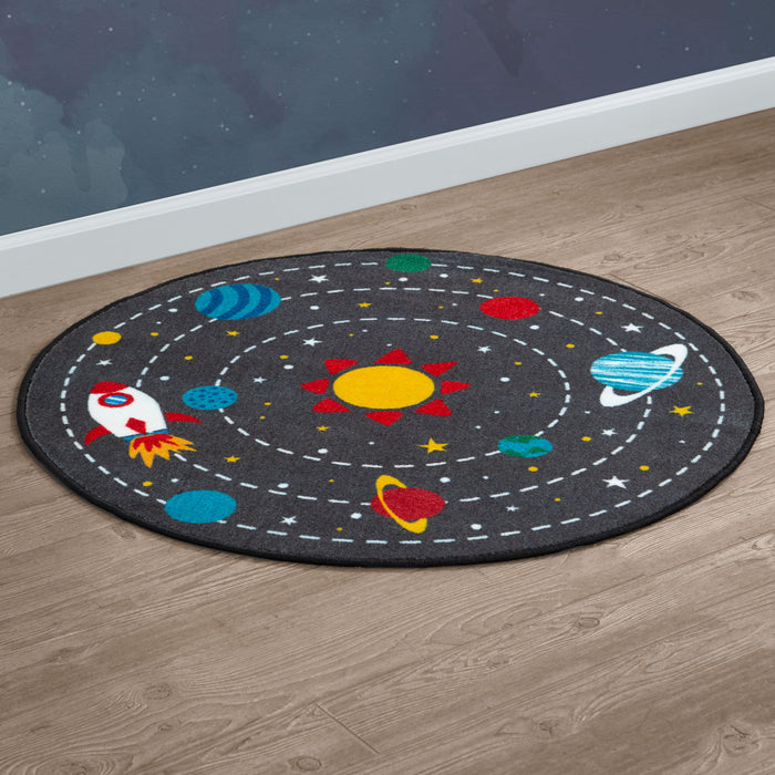 Outer Space (3222) 0-Outer Space Round Area Rug for Kids, 39-Inch