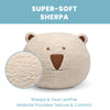 Cream Sherpa with Brown Leather (5047) 4-Bear Plush Foam Pouf Ottoman