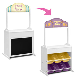 Assorted (999) 3-Reversible 4-in-1 Pretend Play Center with Chalkboard & Storage