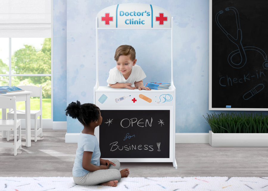 Assorted (999) 2-Reversible 4-in-1 Pretend Play Center with Chalkboard & Storage