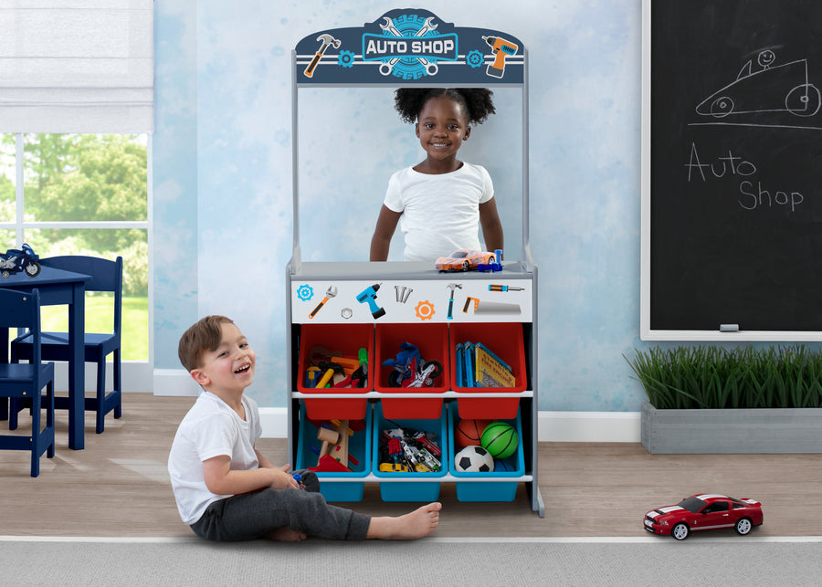 Assorted (999) 2-Reversible 4-in-1 Pretend Play Center with Chalkboard & Storage