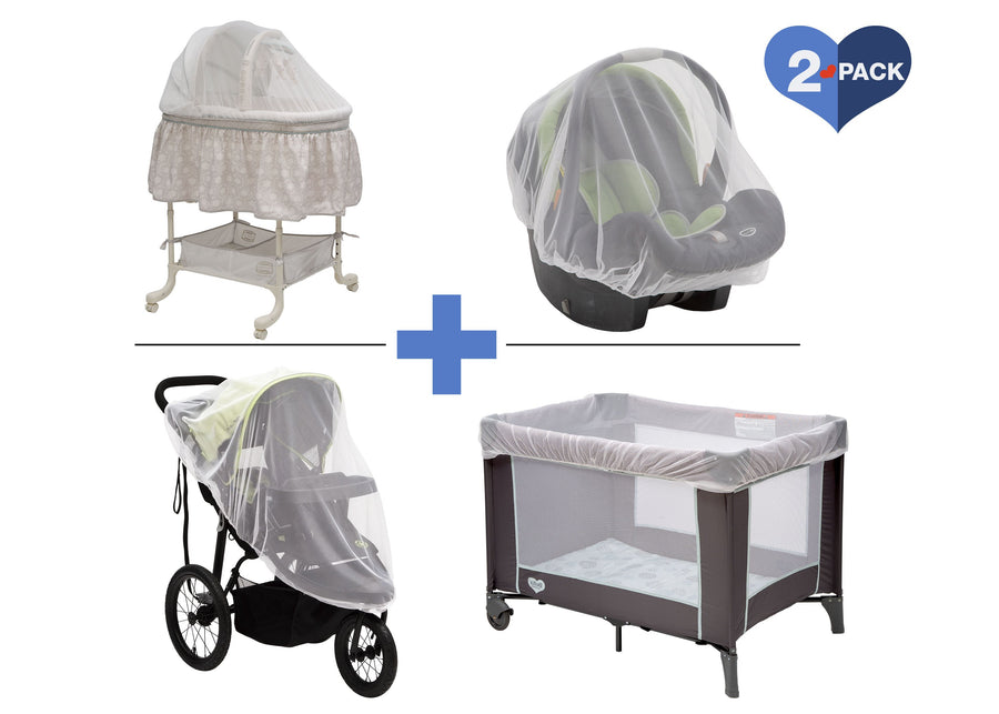 Delta Children White (100) 2-Pack of Universal Mosquito Nets 2 Pack View a2a 1-2-Pack of Universal Mosquito Nets for Strollers, Joggers, Play Yards, Pack ‘n Plays, Infant Cars Seats, Infant Strollers & Bassinets