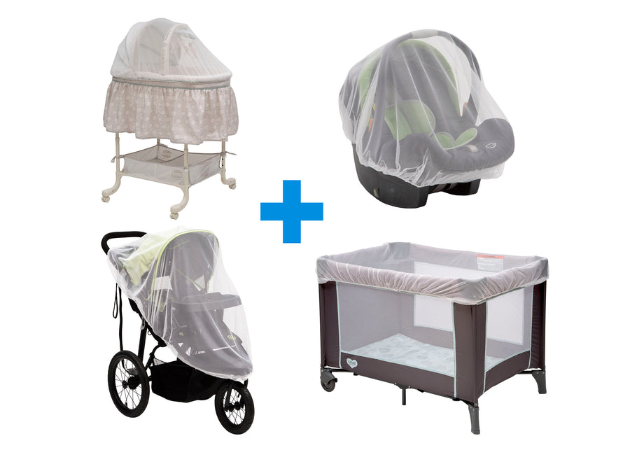 Delta Children White (100) 2-Pack of Universal Mosquito Nets Plus View a3a 2-2-Pack of Universal Mosquito Nets for Strollers, Joggers, Play Yards, Pack ‘n Plays, Infant Cars Seats, Infant Strollers & Bassinets