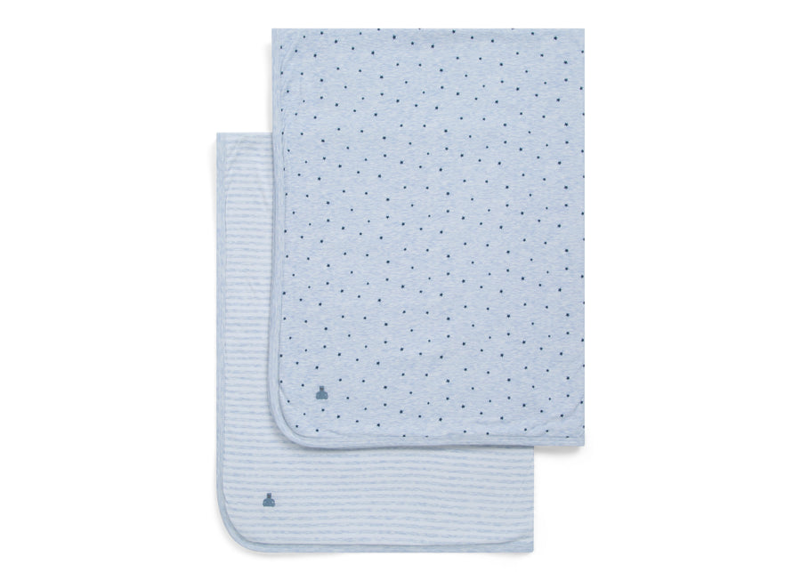 Blue Stars & Stripes (2242) 7-babyGap Reversible 100% Organic Cotton Blankets - 2 Pack