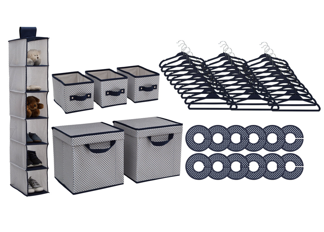Delta Children Navy (417) 48 Piece Nursery Storage Set, Silo d2d