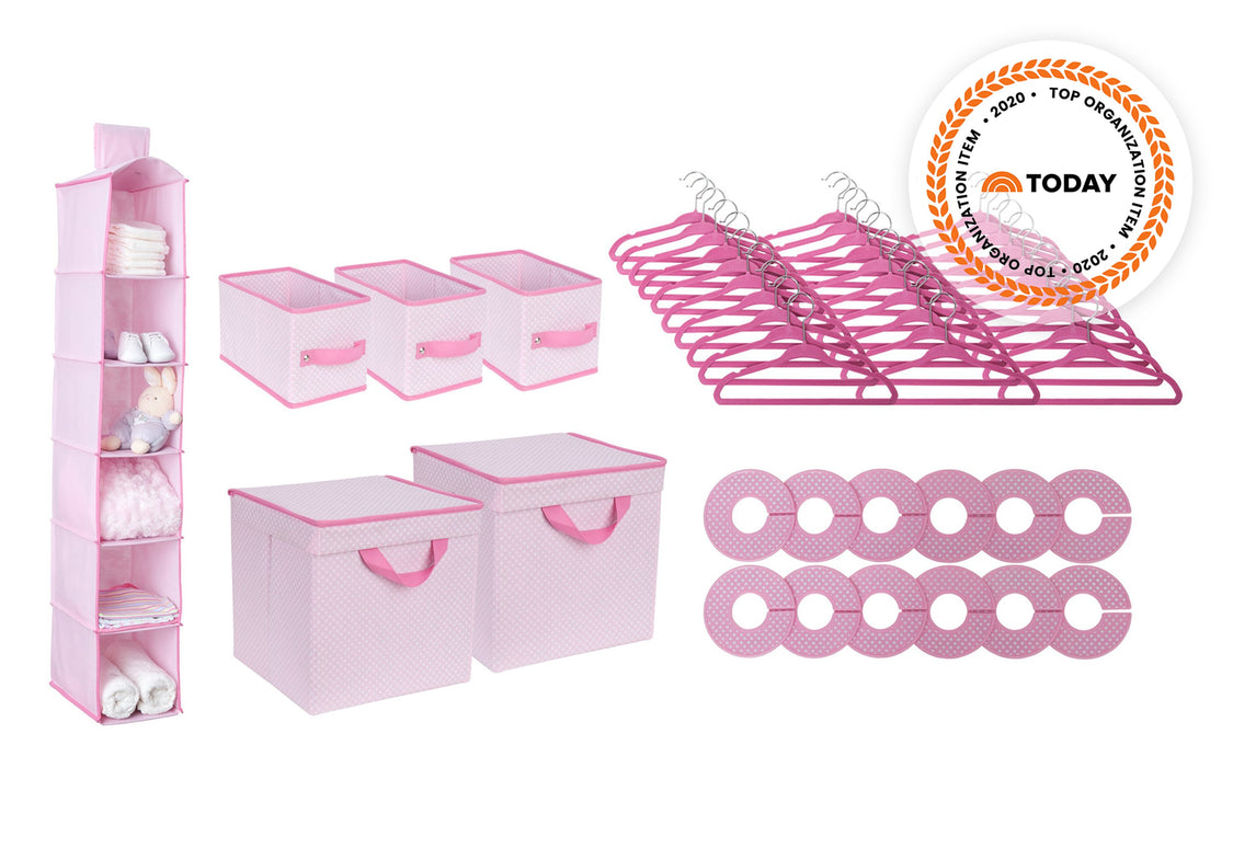 SS2055 689 48 Piece Nursery Storage Set BarelyPink silo 98