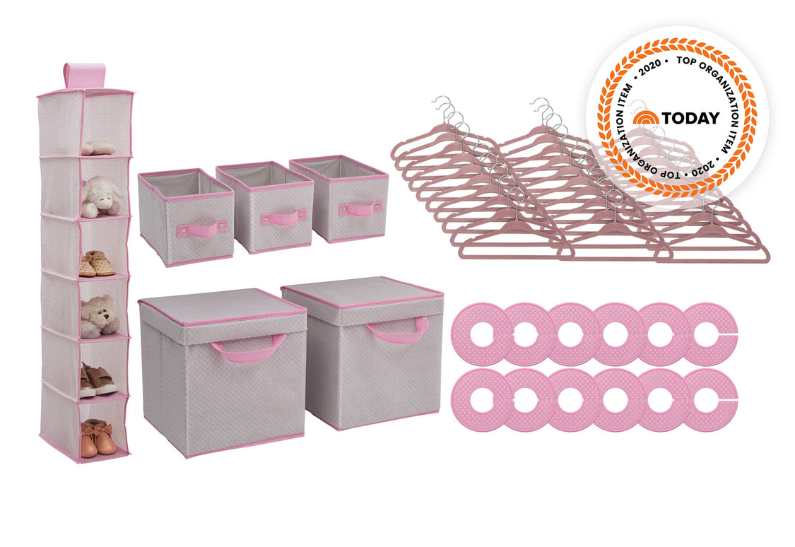 SS2055 693 48 Piece Nursery Storage Set InfinityPink silo 98