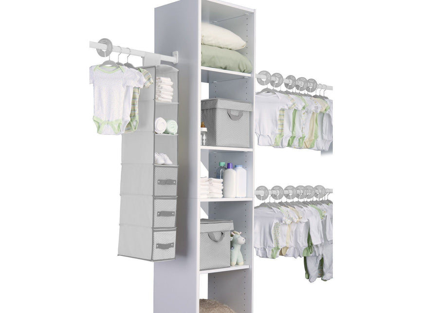 Delta Children Dove Grey (058) 48 Piece Nursery Storage Set, Side View a1a 1-48 Piece Nursery Storage Set