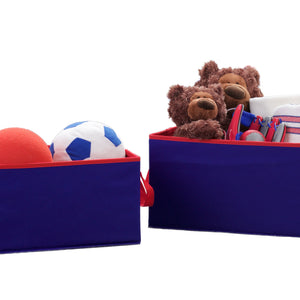 2 Piece Foldable Storage Bin Basket Box (Navy and Red) 16-2 Piece Foldable Storage Bin Basket Box (Navy and Red)