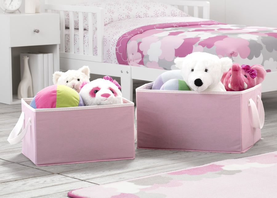 2 Piece Foldable Storage Bin Basket Box (Light Pink with White 1-2 Piece Foldable Storage Bin Basket Box (Light Pink with White)
