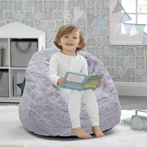 Grey Suede (5000) 3-Cozee Fluffy Chair, Toddler Size (For Kids Up to 6 Years Old)