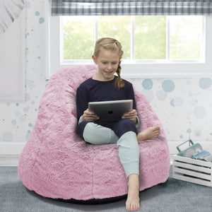 Pink (210C) 1-Cozee Fluffy Chair, Kid Size (For Kids Up To 10 Years Old)