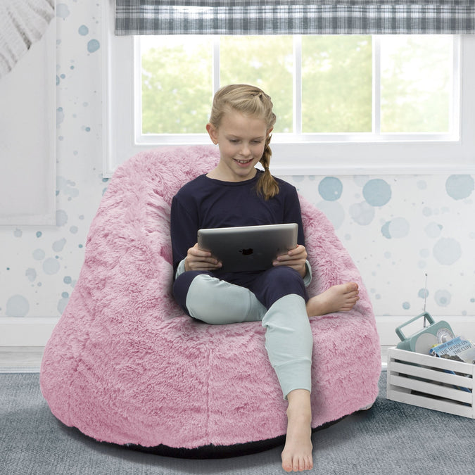 Pink (210C) 14-Cozee Fluffy Chair, Kid Size (For Kids Up To 10 Years Old)
