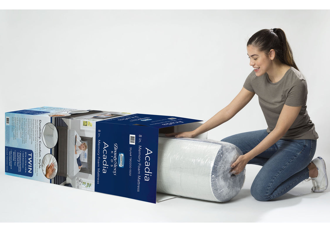 BeautySleep KIDS Acadia 8-inch Twin Memory Foam Mattress (T80200-1500), box view a5a