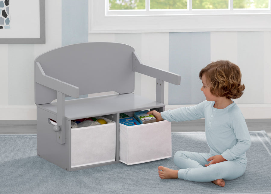 Delta Children Grey (026) MySize Activity Bench, Model View 2 2-MySize Activity Bench