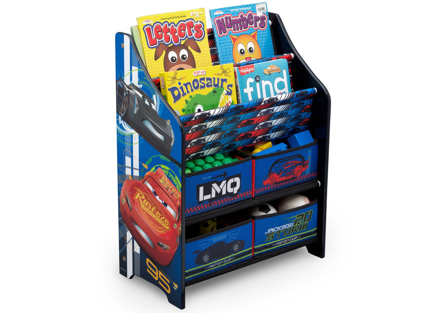 Delta Children Disney Cars (1014) Book and Toy Organizer (TB83395CR), Right Silo with Props, a3a 2-Cars Book and Toy Organizer