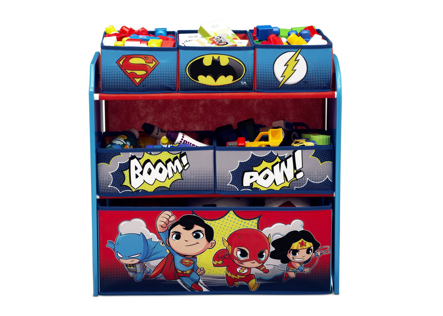 Super Friends (1217) 4-Super Friends (Batman | Robin | Superman | Wonder Woman | The Flash) Multi-Bin Toy Organizer