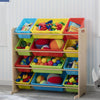 Natural and Primary Colors (1189) 17-Kids Toy Storage Organizer with 12 Plastic Bins