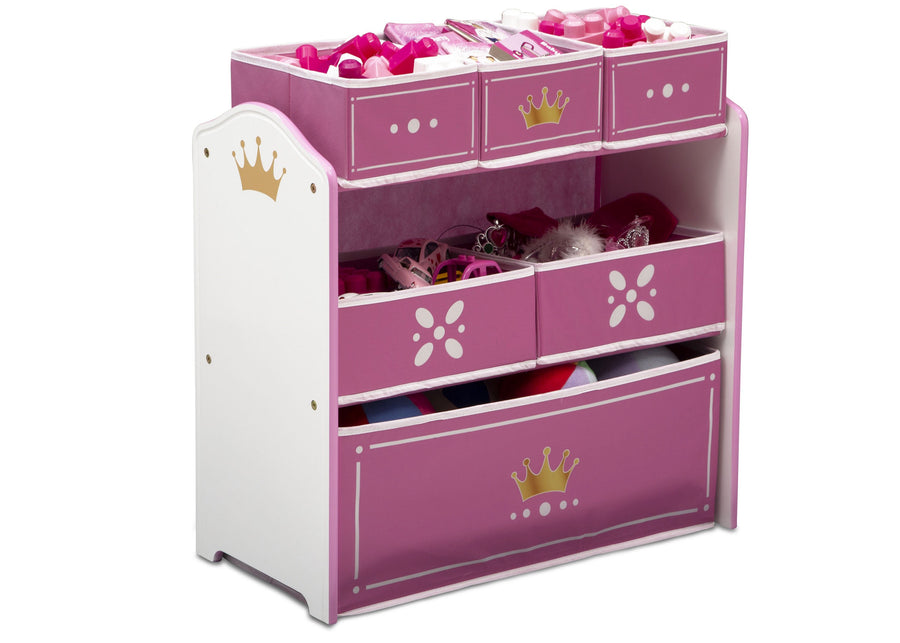 Pink and White (1187) 4-Princess Crown Multi-Bin Toy Organizer