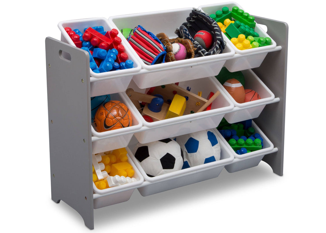 Delta Children Grey (026) MySize 9 Bin Plastic Toy Organizer, Right Angle, a2a