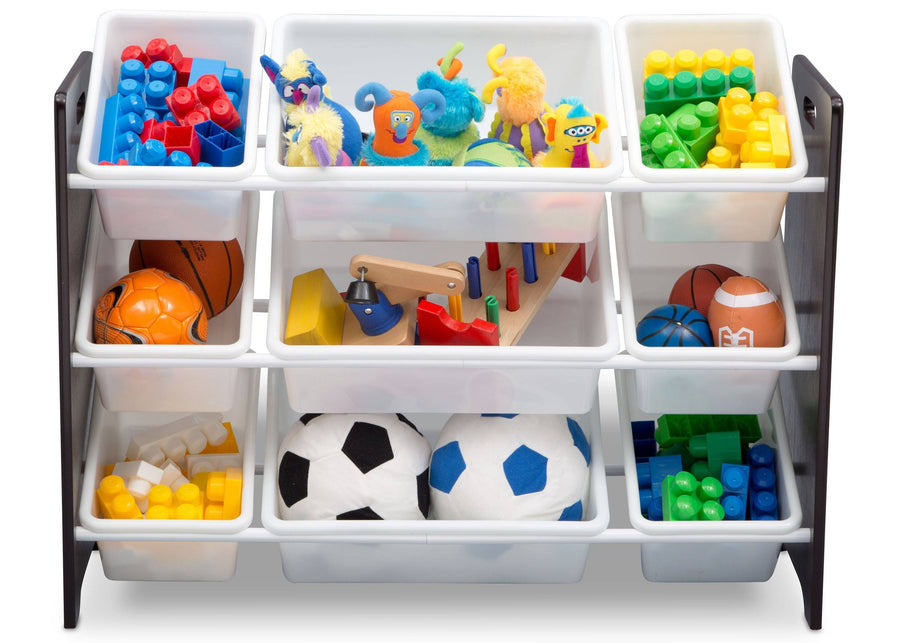 Delta Children Dark Chocolate (207) MySize 9 Bin Plastic Toy Organizer, Front Detail, c4c 16-MySize 9 Bin Plastic Toy Organizer